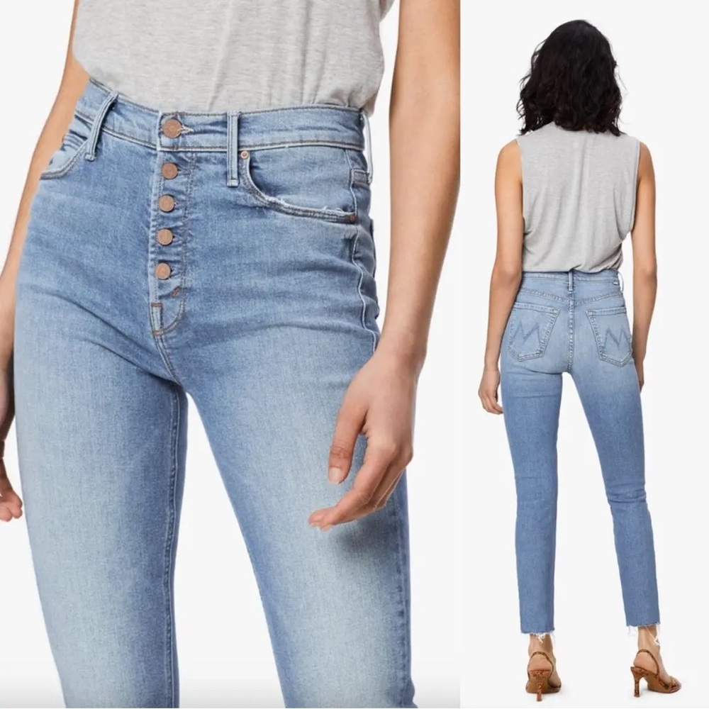Mother Denim The Pixie Dazzler ankle fray in shoot to thrill wash